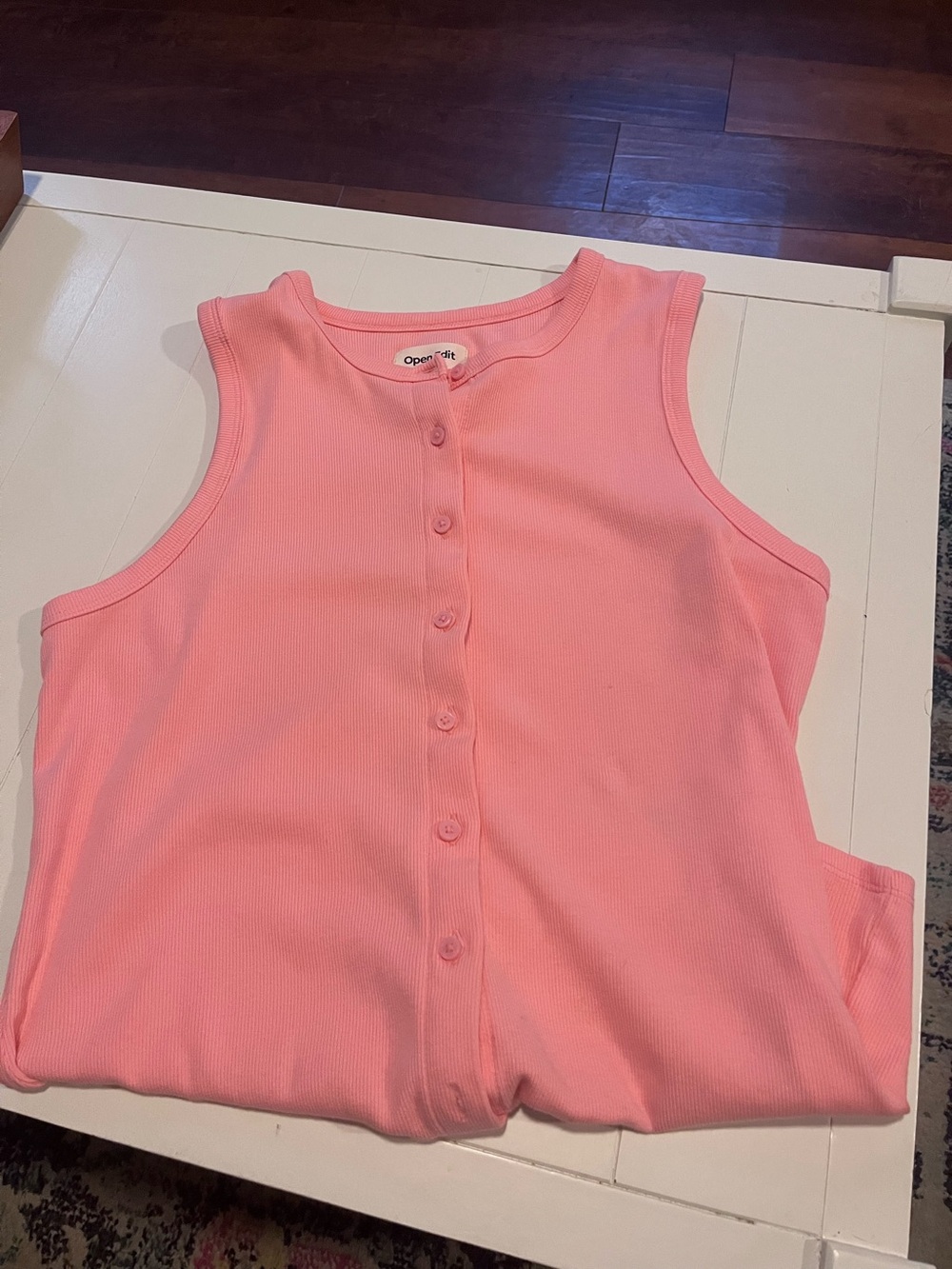 Open Edit (Nordstrom brand) flamingo pink ribbed tank, XL